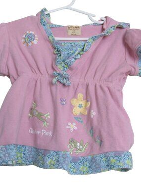 Artisans Hooded  Glacier Park T Shirt Toddler Girls 3T Pink Floral Short Sleeve
